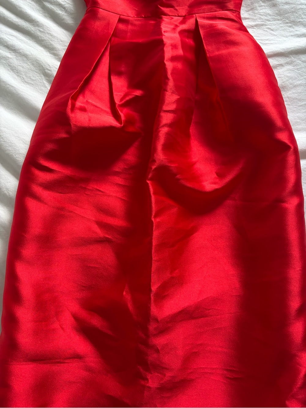 Monique Lhuillier Collection Red Strapless Pleated Faille Satin Evening Gown NWT - Picture 5 of 16